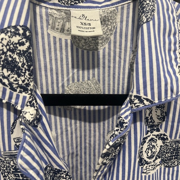 Blue and White Striped Pajama Set with Ginger Jar Stripe. - Picture 3 of 3